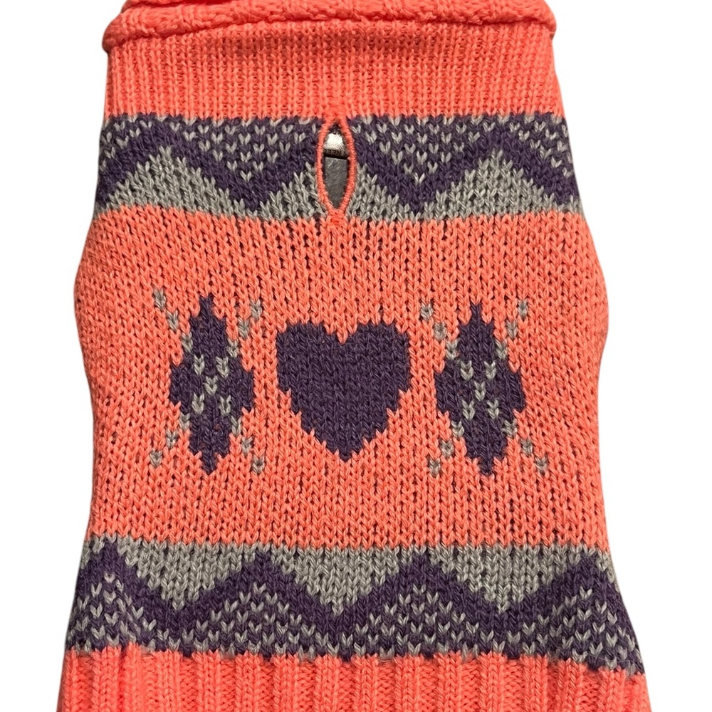 Dog Heart Pattern Sweater - pink and Purple